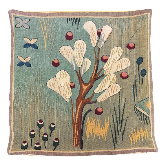 Jules‎ Pansu "L' Air" Woven Olive Yellow Nature Pillow Cover Case France 17x18 - Picture 1 of 10